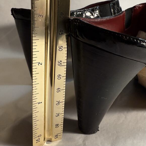 VTG Brighton Romeo Women’s Black Croc Patent Leather Mules Heel Shoes Size 8.5 M - Picture 13 of 13